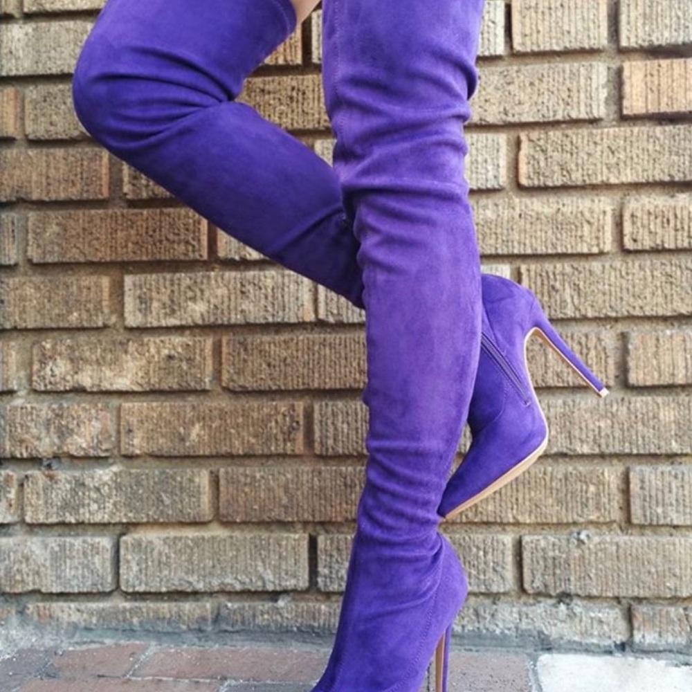 🔥New🔥 Purple Thigh High Stiletto Boots